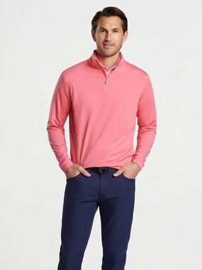 Peter Millar Perth Mélange Performance Quarter-Zip in Hula Pink